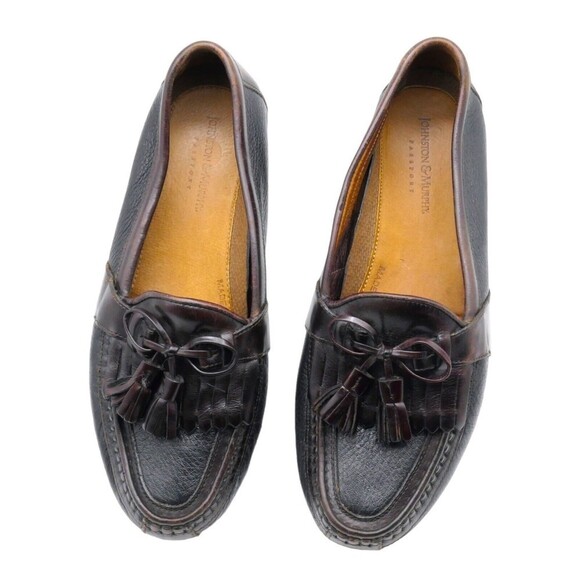 Johnston & Murphy Men's Sz 10M Passport Tassel Leather Loafers Brown Black EUC - Picture 2 of 11